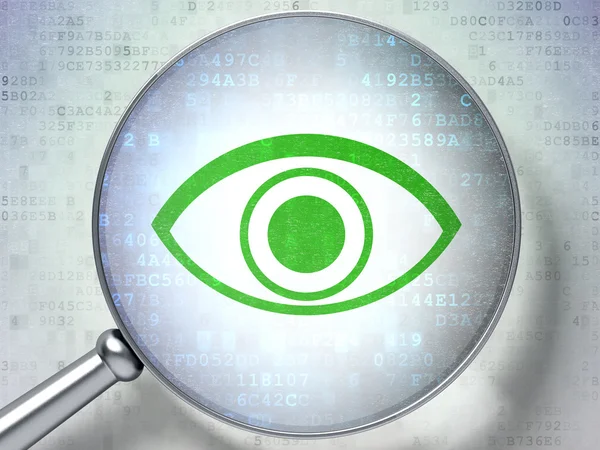 Privacy concept: optical glass with Eye icon — Stock Photo, Image