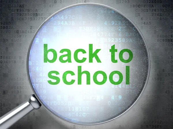 Concepto educativo: vidrio óptico con palabras Back to School — Foto de Stock