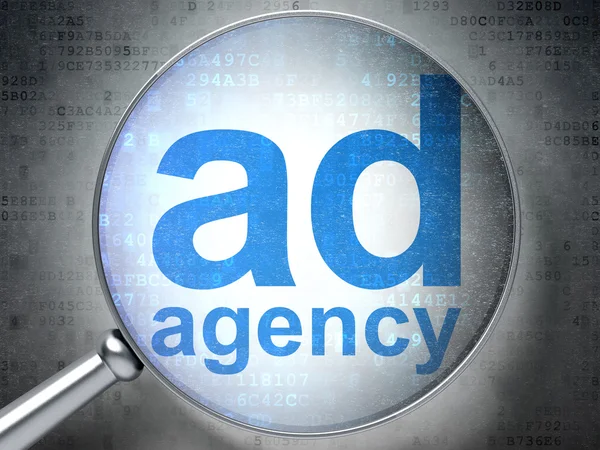 Concetto di marketing: vetro ottico con parole Ad Agency — Foto Stock