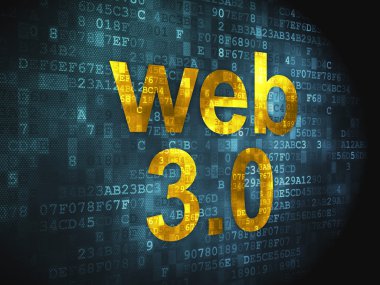 SEO web geliştirme kavramı: Web 3.0 dijital arka plan üzerinde