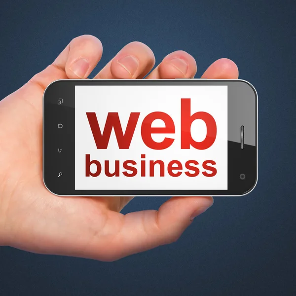 SEO web utvecklingskoncept: smartphone med Web företag — Stockfoto
