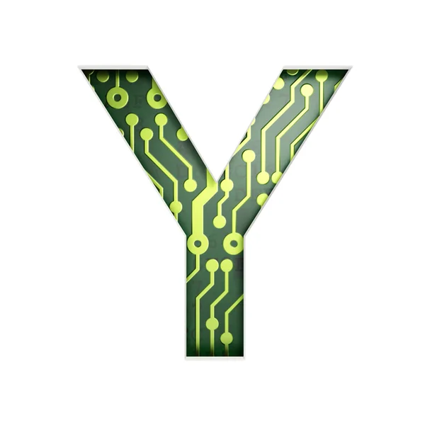 Electric curcuit board letters and numbers collection: Y — стоковое фото