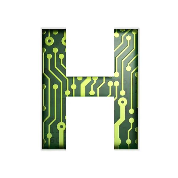 Electric curcuit board letters and numbers collection: H isolate — Stock Photo, Image