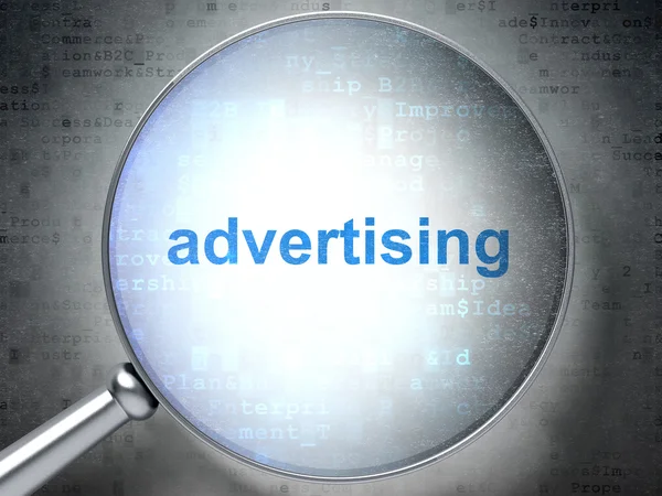 Marketing koncepció: optikai üveg szavak reklám — Stock Fotó