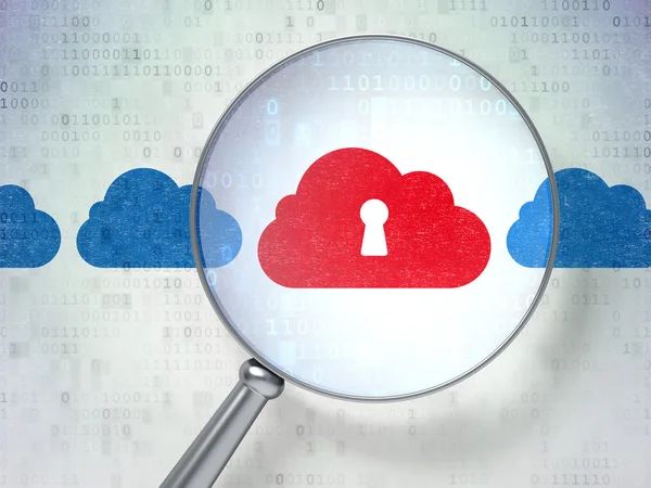 Concetto di rete: Cloud Whis Keyhole con vetro ottico — Foto Stock