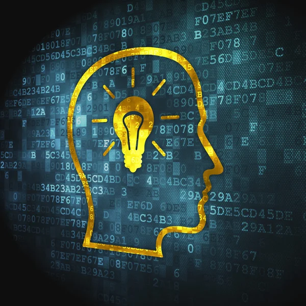 Finance concept: Head Whis Lightbulb on digital background — Stock Photo, Image
