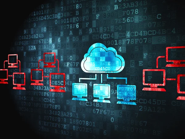 Концепция облачных вычислений: облачные технологии на цифровом фоне Стоковое Фото