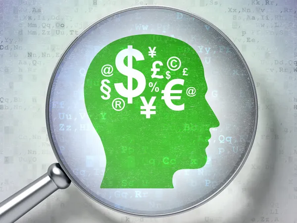 Onderwijs concept: Financiën symbool met optisch glas — Stockfoto