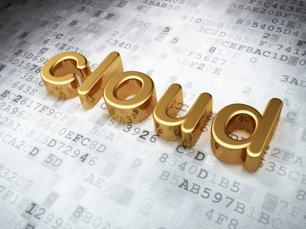 Concept de réseautage : Golden Cloud sur fond numérique — Photo