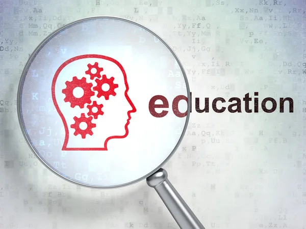 Concetto educativo: Head With Gears e Education con gl ottico — Foto Stock