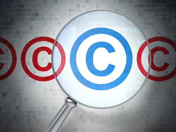 Concepto de ley: Copyright con vidrio óptico — Foto de Stock