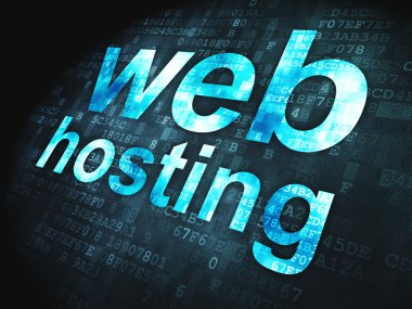 SEO web geliştirme kavramı: Web Hosting dijital arka plan üzerinde
