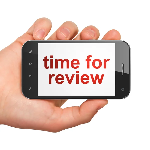 Conceito de linha do tempo: Tempo para revisão no smartphone — Fotografia de Stock