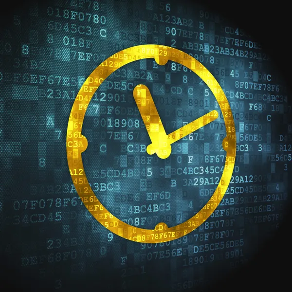 Timeline-Konzept: Uhr auf digitalem Hintergrund — Stockfoto