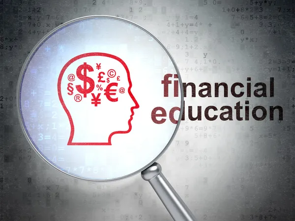 Concepto de educación: Símbolo financiero y educación financiera con o — Foto de Stock