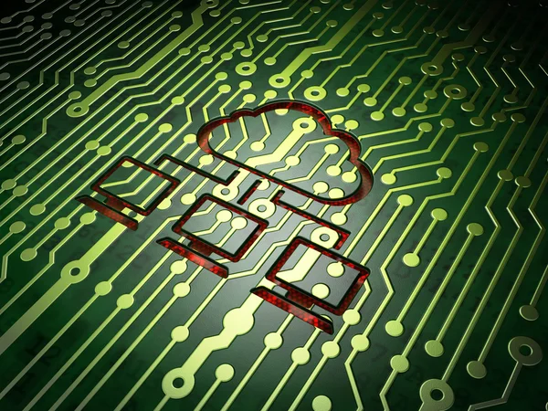 Concetto di tecnologia cloud: Cloud Network on circuit board — Foto Stock