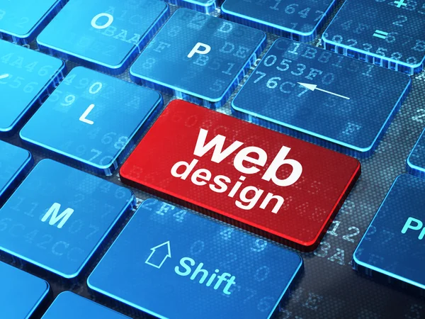 Web utvecklingskoncept: webbdesign på datorns tangentbord — Stockfoto
