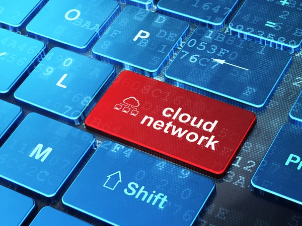 Хмарні обчислення концепція: мережі хмари і хмара мережі на компі — стокове фото