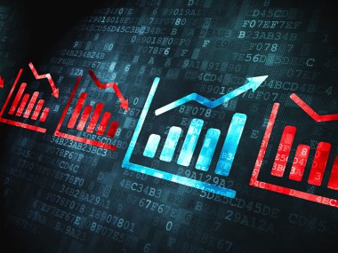 İş kavramı: grafik dijital arka plan üzerinde