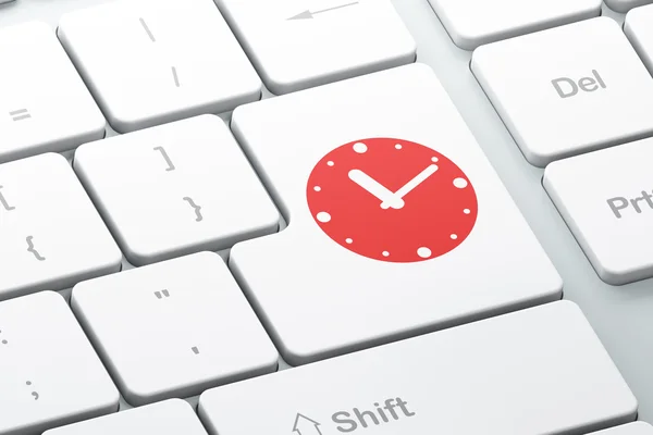 Time concept: Clock on computer keyboard — Stock Photo, Image