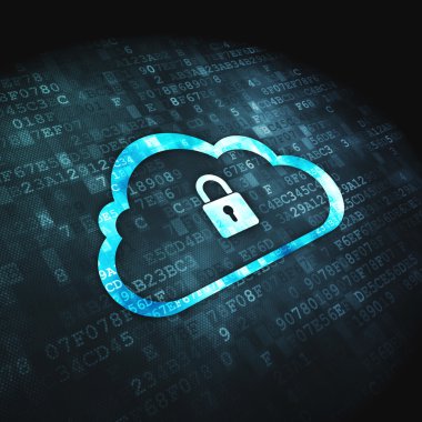 Networking concept: Cloud Whis Padlock on digital background