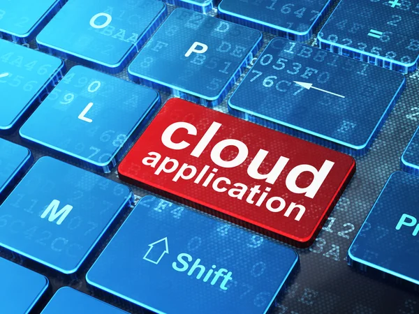 Cloud Computing-Konzept: Cloud-Anwendung auf der Computertastatur — Stockfoto