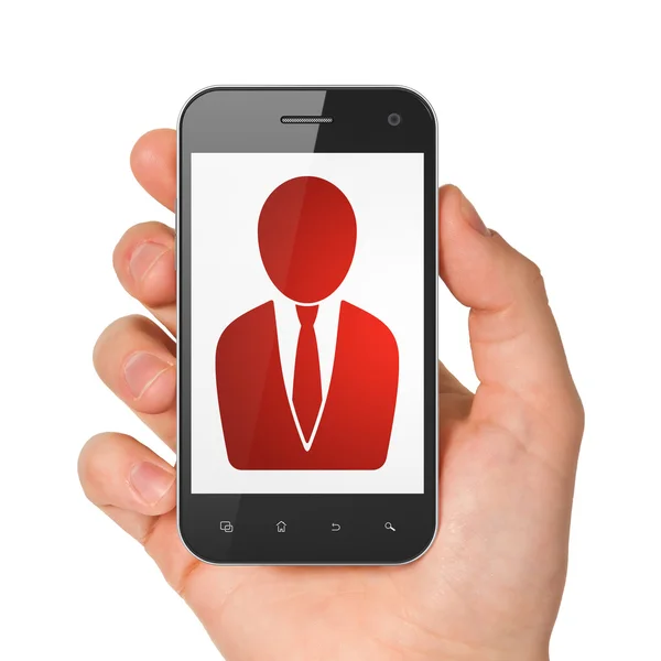 Bedrijfsconcept: Business Man op smartphone — Stockfoto