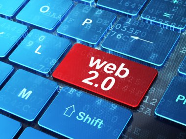 Web Tasarım: Web 2.0 bilgisayar klavye arka plan üzerinde