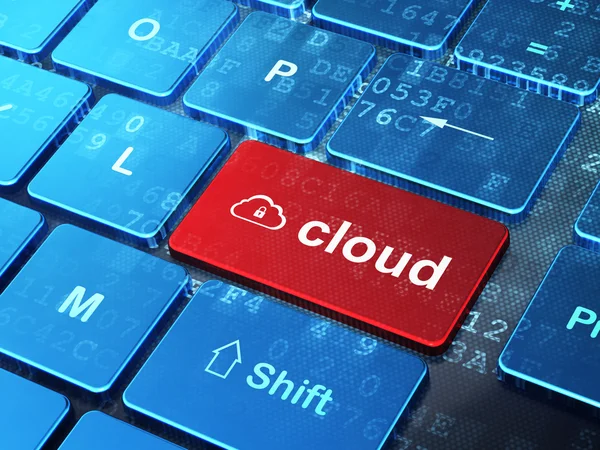 Wolk technologie concept: Cloud wippen hangslot en Cloud op computerwetenschappen — Stockfoto