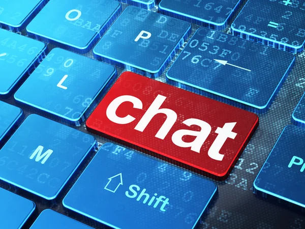 Web ontwerp: chat-sessie over computer toetsenbord achtergrond — Stockfoto