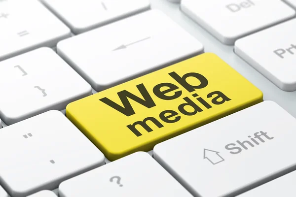 Conceito de web design SEO: Web Media no backgroun teclado do computador — Fotografia de Stock