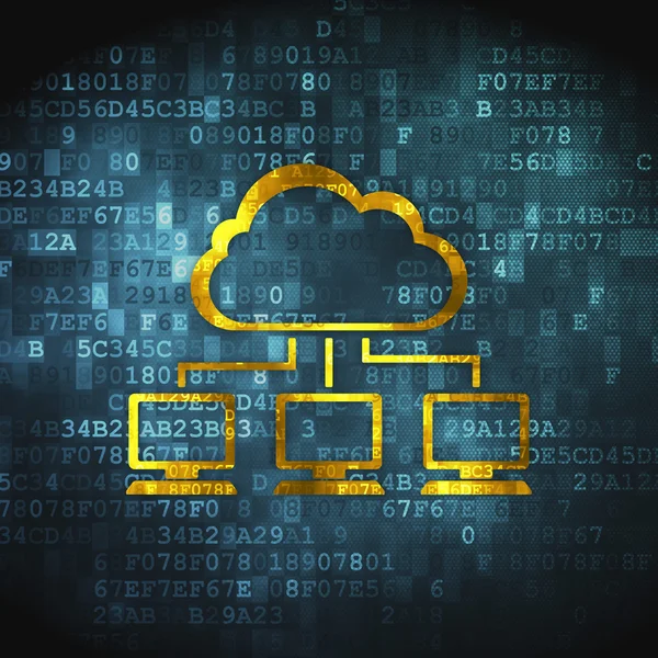Conceito de computação em nuvem: Cloud Network em plano de fundo digital — Fotografia de Stock