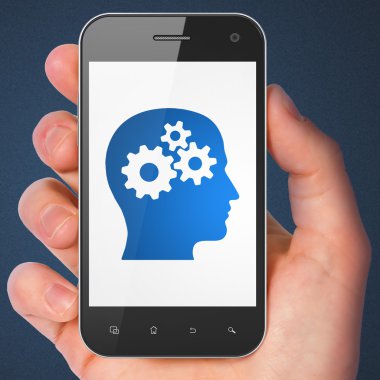 Veri kavramı: kafa ile vites smartphone cep telefonu ile