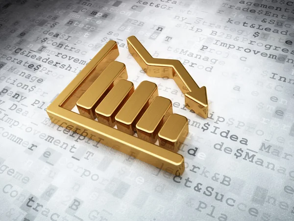 Finance concept: Golden Decline Graph on digital background — Stock Photo, Image