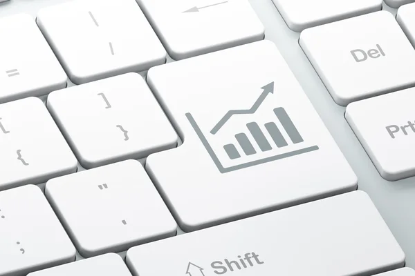 Marketing concept: Growth Graph on computer keyboard background — Stock Photo, Image