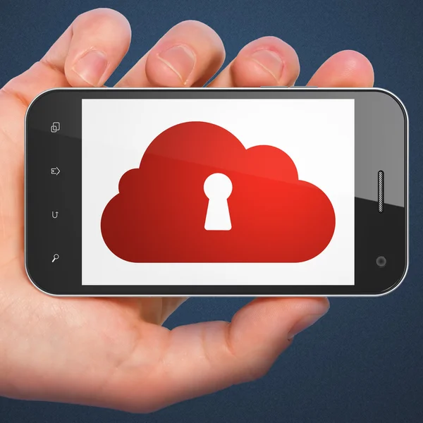 Cloud technology concept: Cloud Whis Keyhole on smartphone — Stock Photo, Image