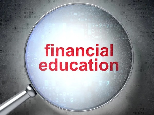 Education concept: Financial Education with optical glass on dig — Stock Photo, Image