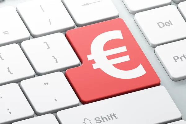 Έννοια νόμισμα: ευρώ σε φόντο υπολογιστή πληκτρολόγιο — Φωτογραφία Αρχείου