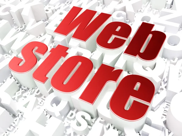 Концепция веб-дизайна SEO: веб-магазин на фоне алфавита — стоковое фото