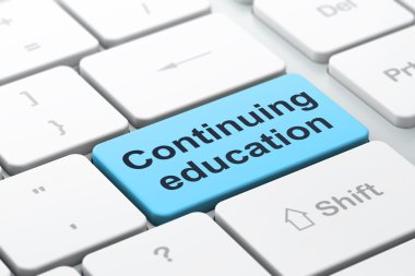 Eğitim kavramı: sürekli eğitim bilgisayarda klavye bac