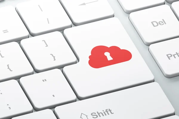 Concept de Cloud Computing : Cloud Whis Keyhole sur le clavier de l'ordinateur — Photo