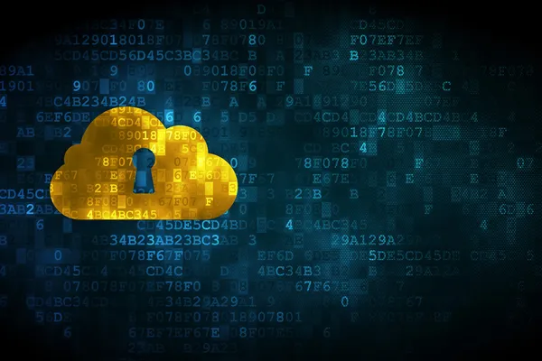 Cloud-Technologie-Konzept: Cloud mit Schlüsselloch auf digitalem Hintergrund — Stockfoto