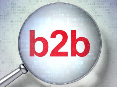 Ekonomi kavramı: dijital arka plan üzerinde optik cam ile B2b