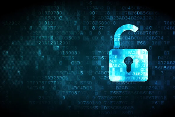 Concepto de privacidad: Candado abierto sobre fondo digital — Foto de Stock