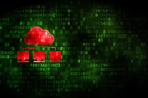 Concepto de computación en la nube: Red en la nube sobre fondo digital —  Fotos de Stock