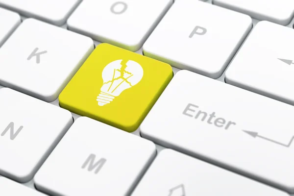 Business concept: Light Bulb on computer keyboard background — Stock Photo, Image