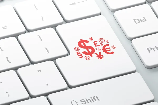 Nieuws begrip: Financiën symbool op computer toetsenbord achtergrond — Stockfoto
