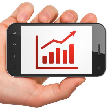 Reklam kavramı: büyüme grafik smartphone üzerinde