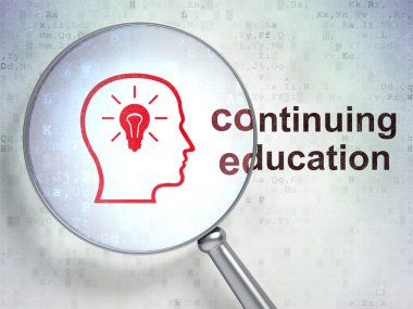 Eğitim kavramı: kafa Whis Lightbulb ve sürekli eğitim