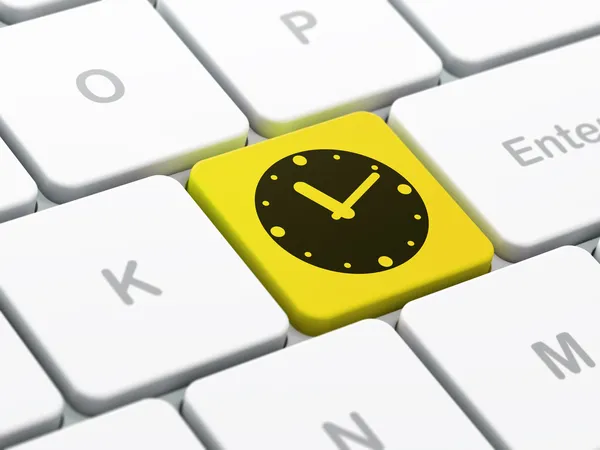 Concept de temps : Horloge sur fond de clavier d'ordinateur — Photo